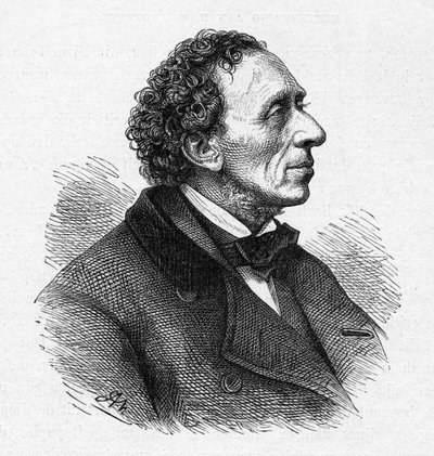 Portrett av Hans Christian Andersen 1805-1875, ca 1850. av Unbekannt