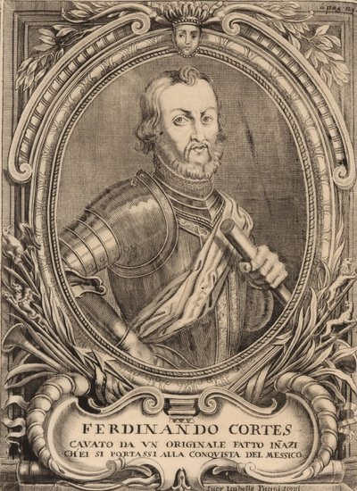 Portrett av Hernan Cortes 1485-1547. av Unbekannt