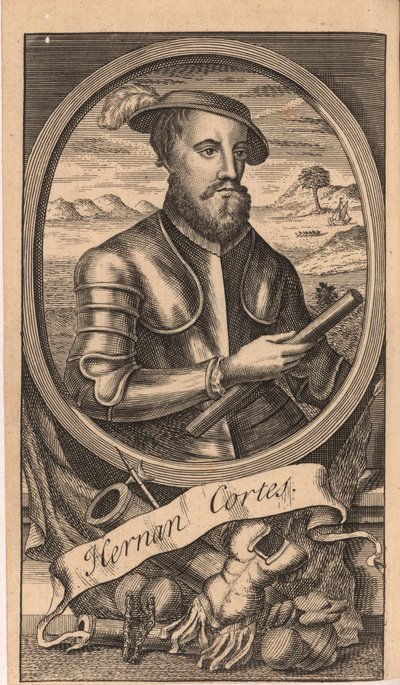 Portrett av Hernan Cortes 1485-1547, 1741. av Unbekannt