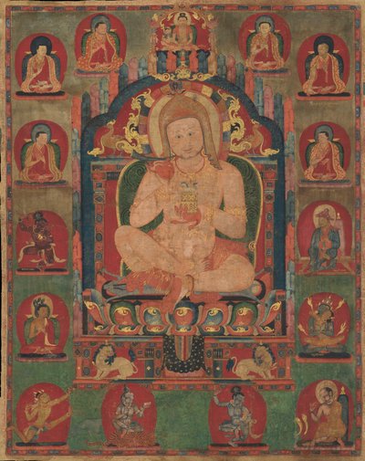 Portrett av Jnanatapa Deltatt av Lamas og Mahasiddhas, ca. 1350. av Unbekannt