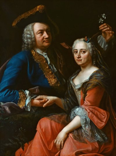 Portrett av Johann Christoph Gottsched 1700-1766 med sin kone Luise, ca. 1750. av Unbekannt