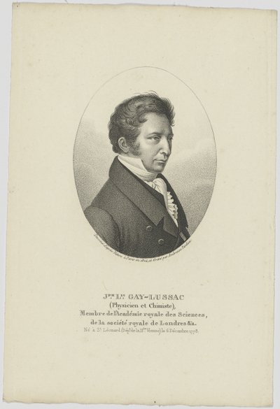 Portrett av Joseph Louis Gay-Lussac 1778-1850, ca. 1824. av Unbekannt