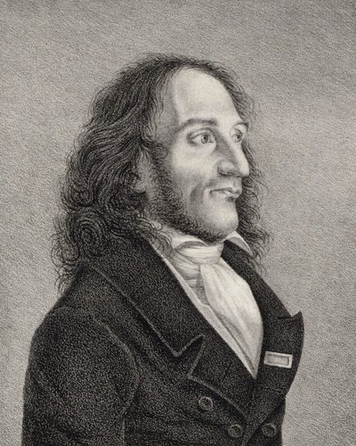 Portrett av Niccolò Paganini 1782-1840, ca. 1830 av Unbekannt