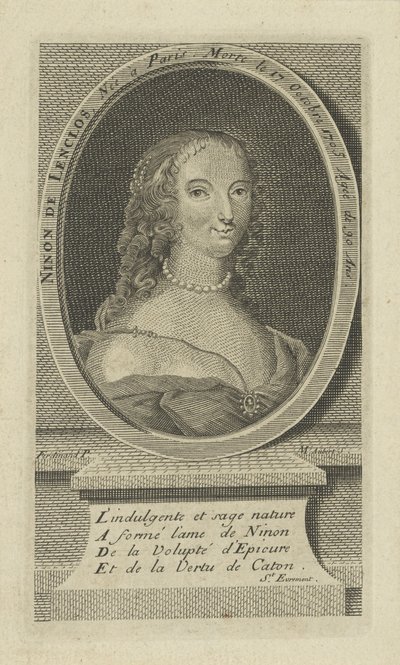 Portrett av Ninon de Lenclos 1620-1705, ca 1730. av Unbekannt