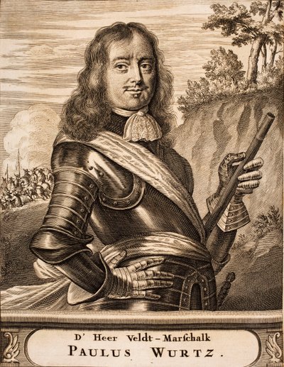 Portrett av Paul Würtz 1612-1676 Fra: Krigsscene, 1675. av Unbekannt