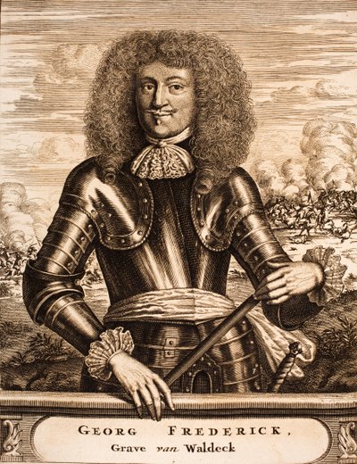 Portrett av prins Georg Friedrich av Waldeck 1620-1692 Fra: Krigsscene, 1675. av Unbekannt