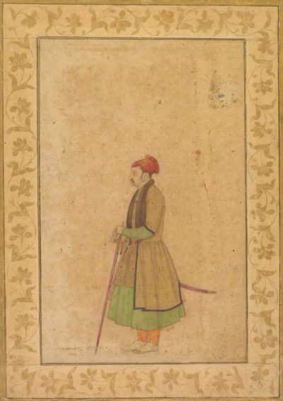 Portrett av Raja Ram Singh av Amber r. 1667-1688 med et Deccan-sverd, ca. 1680-1685. av Unbekannt