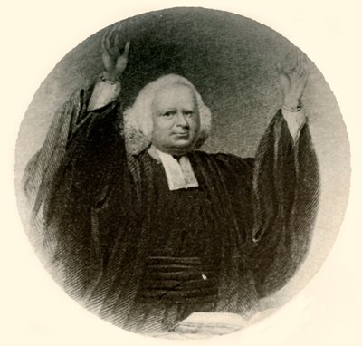 Portrett av pastor George Whitefield i kjole og parykk båret i New England, c1750, 1937. av Unbekannt