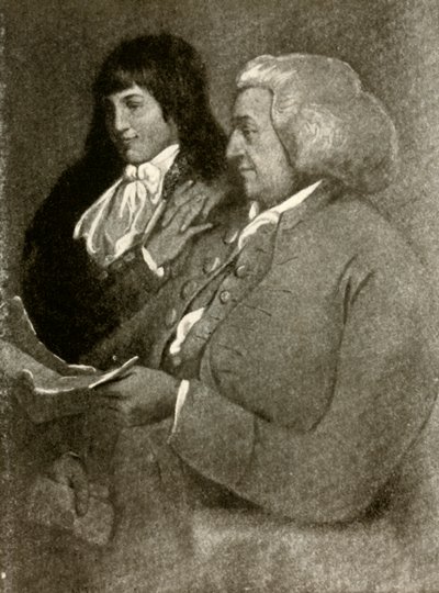 Portrett av Samuel Shoemaker, i bobwig, og hans sønn, 1789, 1937. av Unbekannt