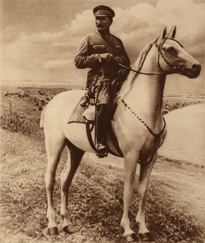 Portrett av Semyon Mikhailovich Budyonny 1883-1973. av Unbekannt