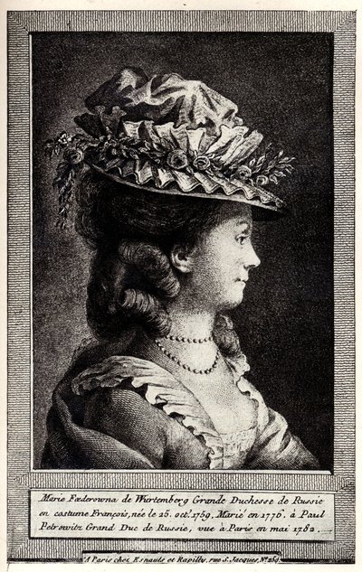 Portrett av Sophia Dorothea fra Württemberg, tidlig på 1800-tallet. av Unbekannt