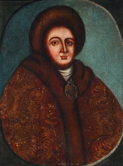 Portrett av Tsarina Evdokia Fedorovna Lopukhina 1669-1731, te vife av tsar Peter I av Russland av Unbekannt