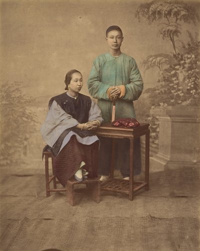 [Portrett av et kinesisk par], 1870-tallet. av Unbekannt