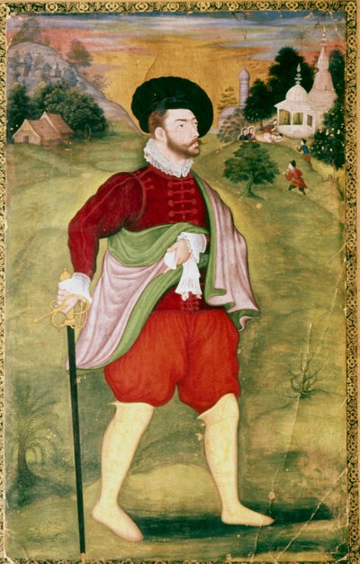 Portrett av en europeisk, Mughal-skole, Akbar-perioden, sent på 1500-tallet av Unbekannt