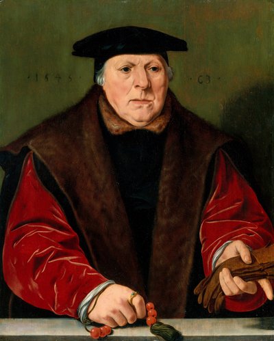 Portrett av en mann med rosenkrans, 1545. av Unbekannt