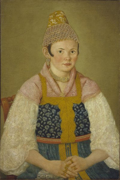 Portrett av en handelskvinne i Kokoshnik Kabluchok av Unbekannt