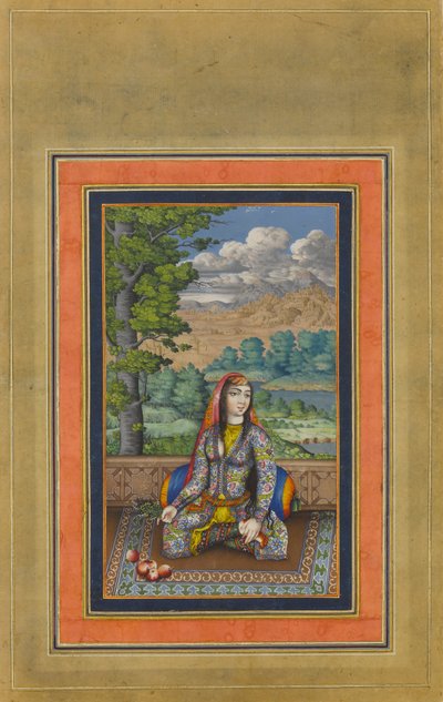 Portrett av en persisk dame, Folio fra Davis Album, ca. 1736-37. av Unbekannt