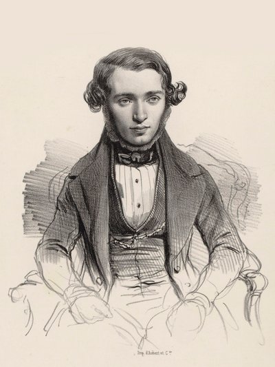 Portrett av pianist og komponist Jacob Rosenhain 1813-1894, 1845. av Unbekannt