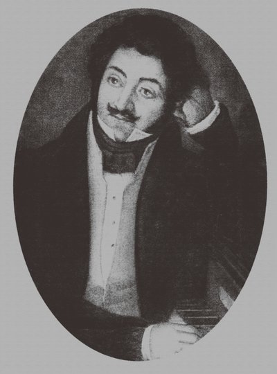 Portrett av komponisten Alexander Aleksandrovich Alyabyev 1787-1851, 1810-årene av Unbekannt