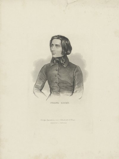 Portrett av komponisten Franz Liszt 1811-1886, 1840-1850. av Unbekannt
