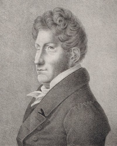 Portrett av komponisten Friedrich Kuhlau 1786-1832. av Unbekannt