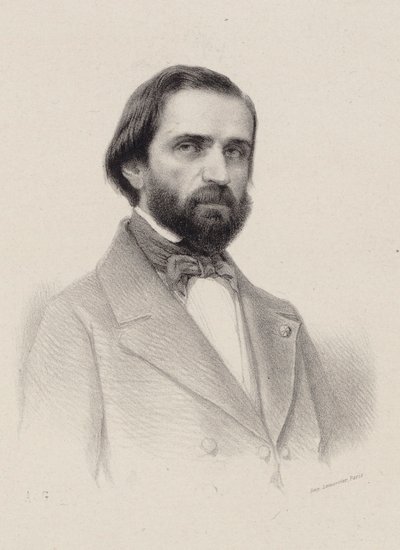 Portrett av komponisten Giuseppe Verdi 1813-1901, ca. 1850. av Unbekannt