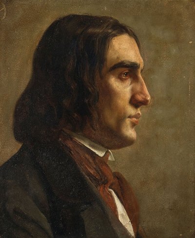 Portrett av komponisten Robert Schumann 1810-1856, ca. 1840. av Unbekannt