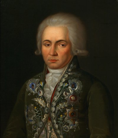 Portrett av poeten Gavrila R. Derzhavin 1743-1816, 1790-tallet av Unbekannt