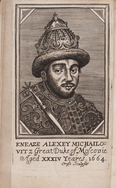 Portrett av tsaren Alexis I Mikhailovich av Russland 1629-1676 Fra: The Present State of Russia av Samuel Collins, 1664 av Unbekannt