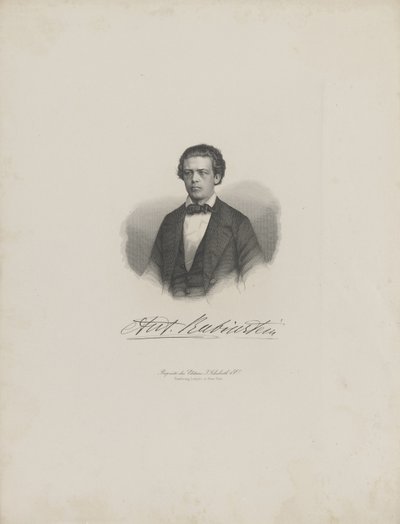 Portrett av komponisten Anton Rubinstein 1829-1894, ca. 1850. av Unbekannt