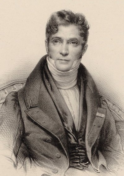 Portrett av dirigenten og komponisten Gaspare Spontini 1774-1851, ca 1844. av Unbekannt