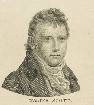 Portrett av den historiske romanforfatteren og poeten Sir Walter Scott 1771-1832, ca. 1800. av Unbekannt