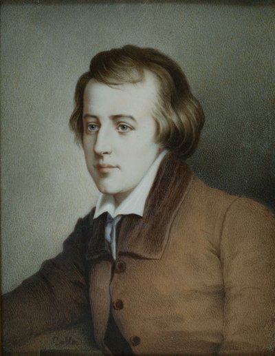 Portrett av poeten Heinrich Heine 1797-1856, ca 1825 av Unbekannt