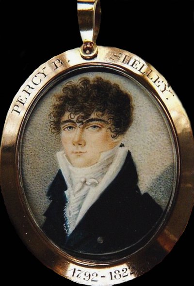 Portrett av poeten Percy Bysshe Shelley 1792-1822, ca 1825 av Unbekannt