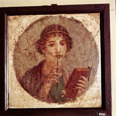 Portrettmaleri av Sappho, Pompeii, Italia av Unbekannt