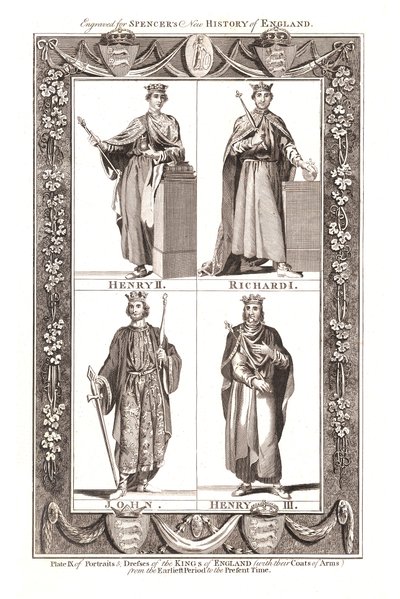 Portretter og kjoler av The Kings of England med våpenskjold, 1784 av Unbekannt