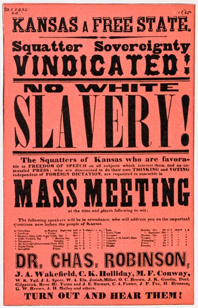Plakat mot slaveri i Kansas, 1800-tallet av Unbekannt