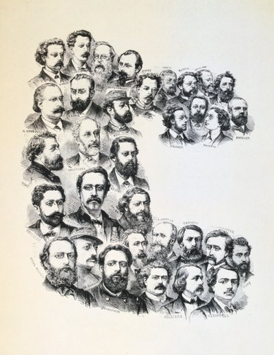 Plakat med portretter av Communards, Paris Commune, 1871. av Unbekannt