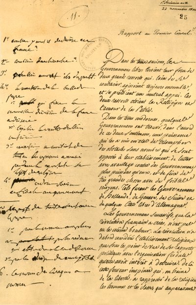 Forberedende notater til konkordatet, 22. november 1800, 1921. av Unbekannt