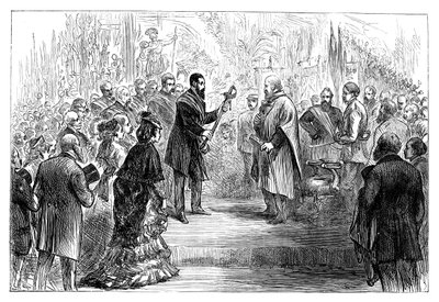 Presentasjon av et sverd til Giuseppe Garibaldi på Crystal Palace, 1864 sent på 1800-tallet av Unbekannt
