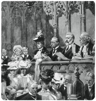 Prins Albert ved klostrets takksigelsesgudstjeneste for foreldrene sine trygg retur fra India, 1906 1937 av Unbekannt