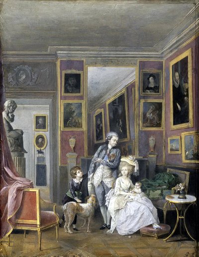 Prins Alexander Sergeevich Stroganov med sin kone Ekaterina Petrovna og barn, ca 1778 av Unbekannt