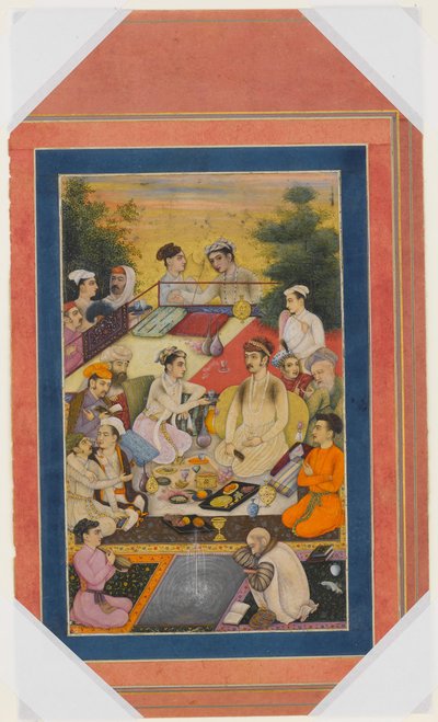 Prince Feasting on a Balcony, Folio fra Davis Album, sent på 1600-tallet – tidlig på 1700-tallet. av Unbekannt