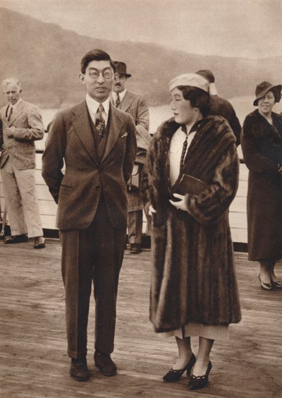 Prins og prinsesse Chichibu ankommer Queen Mary 12. april 1937 av Unbekannt