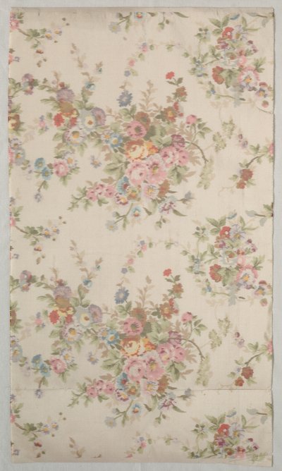 Trykt silke med blomsterdesign, sent på 1800-tallet. av Unbekannt