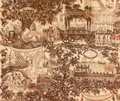 Trykt linpanel som viser gravferden til Lord Viscount Nelson, 1806 av Unbekannt