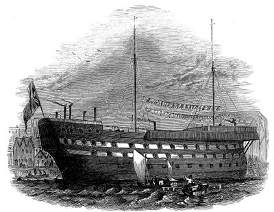 Prison hulk Warrior i Woolwich, London, 1848 av Unbekannt