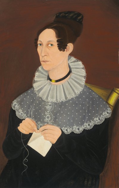 Sannsynligvis Sarah Cook Arnold Knitting, ca. 1830. av Unbekannt