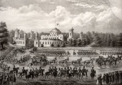 Prosesjon av tsar Nicholas I inn i Dormition-katedralen fra Petrovsky-palasset under hans kroning i 1825, 1826 av Unbekannt
