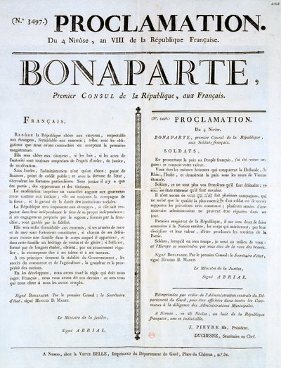 Proklamasjon av Napoleon som 1. konsul, 1800-tallet av Unbekannt
